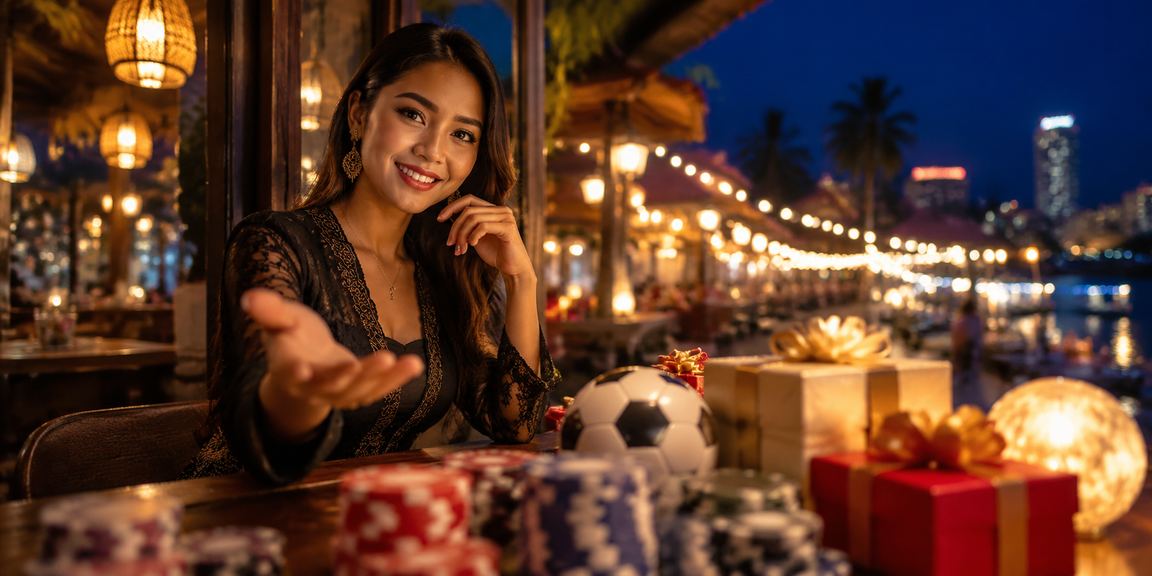 Pengguna di kedai kopi mengikuti taruhan sepak bola sambil memantau progres bonus olahraga